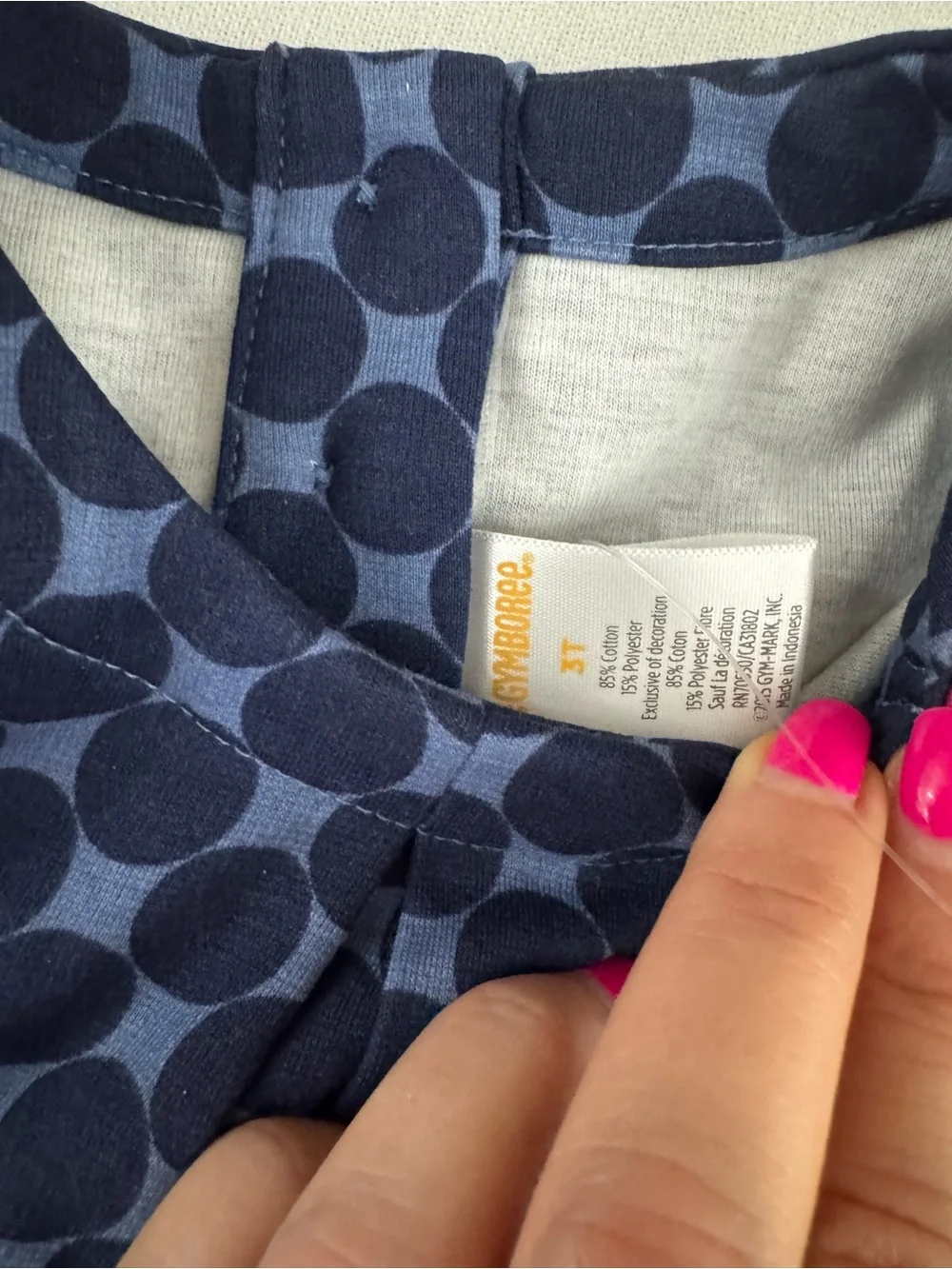 Gymboree Navy Polka Dot Long-Sleeve Dress with Pink Bow